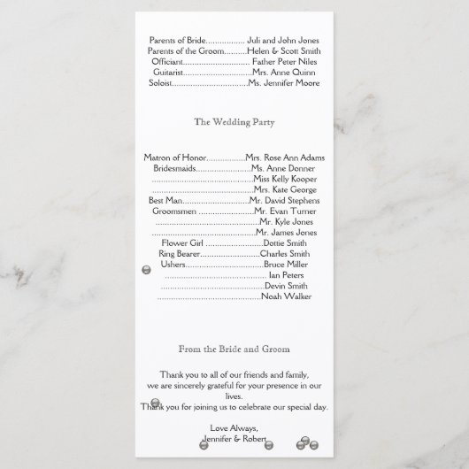 グラマラスビーチインシルバー結婚式 プログラム (裏面)