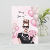 グラマラスファッショニスタシックピンクハッピーバースデー シーズンカード (スタンド正面)