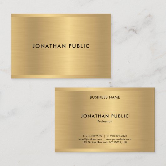 グラマラスフェイク金ゴールドテンプレートエレガントラグジュアリー 名刺 (正面/裏面)