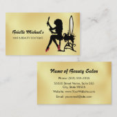 グラマラスフェイク金ゴールド&ブラックウーマンヘアブティック 名刺 (正面/裏面)