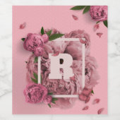 グラマラスフローラ牡丹デザイン ワインラベル (シングルラベル)