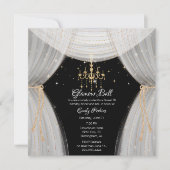 グラマラスホワイトブラックと金ゴールドSweet sixteenInvi 招待状 (正面)