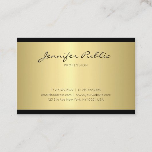 グラマラスミニマルデザイン金ゴールドトレンディーラグジュアリー 名刺 (正面)