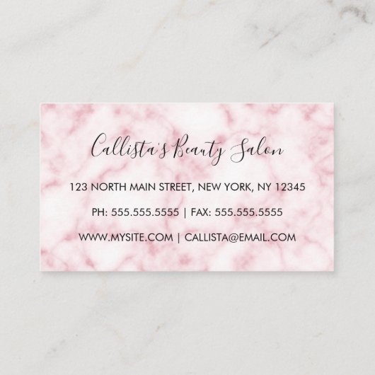 グラマラスモダンシックなピンクグリッターマーブルグラデーション ロイヤリティカード (裏面)