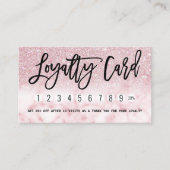 グラマラスモダンシックなピンクグリッターマーブルグラデーション ロイヤリティカード (正面)