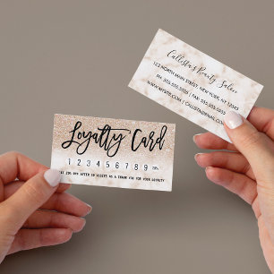 グラマラスモダンシック金ゴールドグリッターマーブル ロイヤリティカード