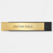 グラマラスモダンブラックと金ゴールドテンプレートロング サインプレート (正面)