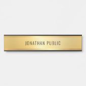グラマラスモダンブラックと金ゴールドテンプレートロング サインプレート (正面)