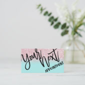 グラマラスモダンミントガーリーピンクグリッターグラデーション 予約カード (スタンド正面)