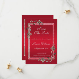 グラマラスルビーレッドジェム&グリッター誕生日 セーブザデート