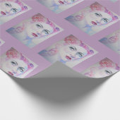 グラマラスレトロヴィンテージ水彩女性ポスター ラッピングペーパー (角)