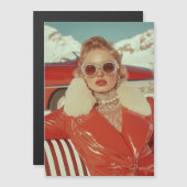 グラマラスレトロ冬スタイルインアルパインセッティング マグネット招待状 (正面/裏面)