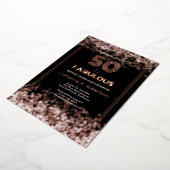 グラマラスレトロ50と素晴らしい誕生日バラ金ゴールド 箔招待状 (回転した状態)