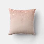 グラマラスロゼゴルドグリッターエレガント脚本モノグラム クッション (裏面)