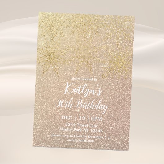 グラマラス冬グリッター30歳の誕生日 招待状
