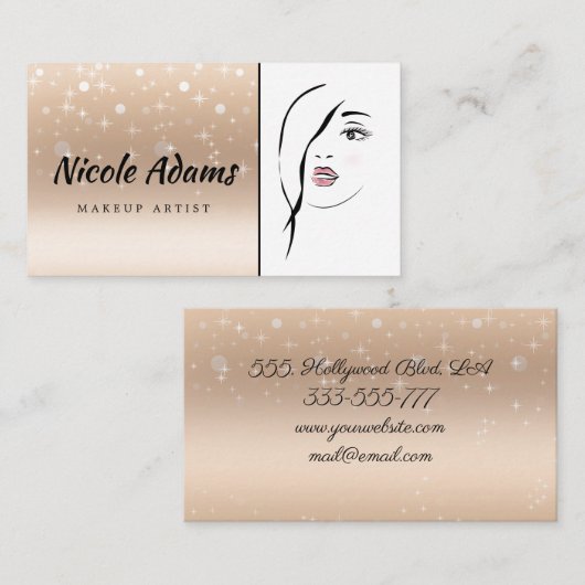 グラマラス女の子の顔 パーソナライズされた 名刺 (正面/裏面)