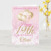 グラマラス孫娘19誕生日気球 カード (黄色い花)