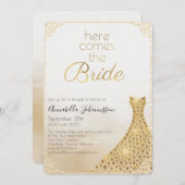 グラマラス来ここザブライド金ゴールドグリッターガウン 招待状 (正面/裏面)