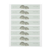 グラマラス淡い色のブルー銀蓮フローラモノグラム ラップアラウンド宛名ラベル (シート)