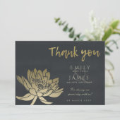 グラマラス淡い色の金ゴールドブラックロータスフローラありがとう サンキューカード (スタンド正面)