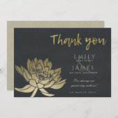 グラマラス淡い色の金ゴールドブラックロータスフローラありがとう サンキューカード (正面/裏面)