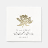 グラマラス淡い色の金ゴールドホワイトフローラブライダルシャワー スタンダードカクテルナプキン (正面)