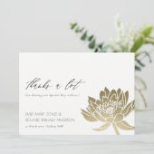 グラマラス淡い色の金ゴールドホワイトロータスフローラありがとう サンキューカード (スタンド正面)