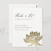 グラマラス淡い色の金ゴールドホワイトロータスフローラありがとう ポストカード (正面/裏面)