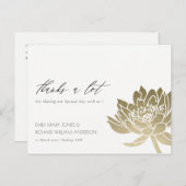 グラマラス淡い色の金ゴールドホワイトロータスフローラありがとう ポストカード (正面/裏面)