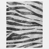 グラマラス白黒スパークリーグリッターゼブラストライプー フリースブランケット (正面)
