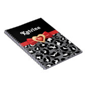 グラマラス白黒ヒョウ、レッドボウ&ジュエル ノートブック (右側)