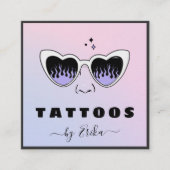 グラマラス眼鏡タトゥーアーティストグラデガーリーーションおもしろい スクエア名刺 (正面)