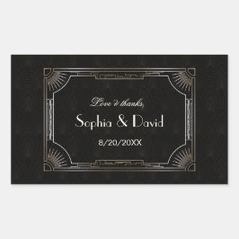 グラマラス素晴らしギャツビー金ゴールド結婚アールデコ 長方形シール