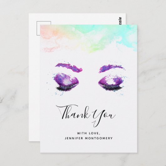 グラマラス紫の目&眉の水色ありがとう ポストカード (正面/裏面)