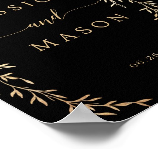 グラマラス結婚金ゴールドの歓迎サイン ポスター (角)