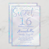 グラマラス虹彩色オパールスウィート16誕生日 招待状 (正面/裏面)