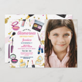 グラマラス誕生日美しいマニキュアパーティー写真 招待状 (正面/裏面)