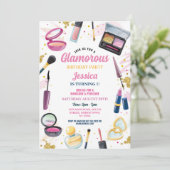 グラマラス誕生日美しいマニキュアパーティー 招待状 (スタンド正面)