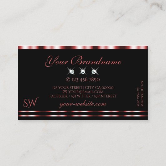 グラマラス赤ブラックダイアモンズモノグラム 名刺 (裏面)