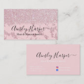 グラマラス赤面ピンク金ゴールドグリッター大理石グラデーション 名刺 (正面/裏面)