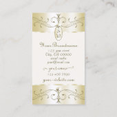 グラマラス金ゴールドとクリーム華美オーナメントモノグラム 名刺 (裏面)