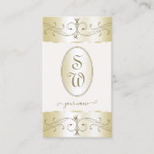 グラマラス金ゴールドとクリーム華美オーナメントモノグラム 名刺 (正面)