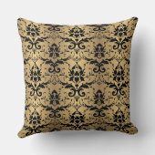 グラマラス金ゴールドとブラックダマスクプリントモノグラムC クッション (裏面)