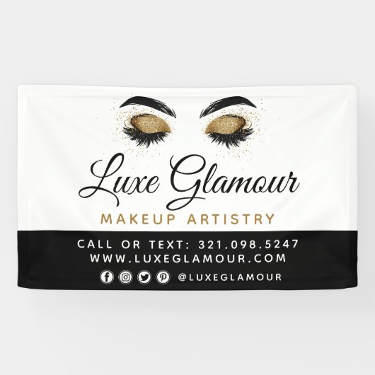 グラマラス金ゴールドアイラッシュブロウ美しいバー看板 横断幕 (横)