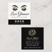 グラマラス金ゴールドアイラッシュブローズ美しいバーソーシャル スクエア名刺 (正面/裏面)