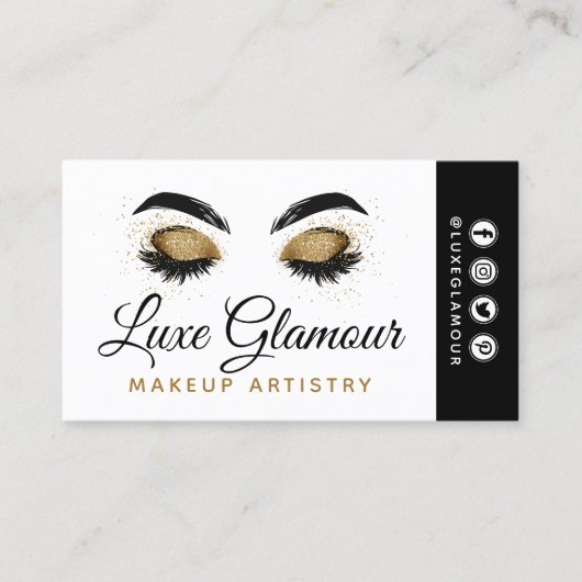 グラマラス金ゴールドアイラッシュブローズ美しいバーソーシャル 名刺 (正面)