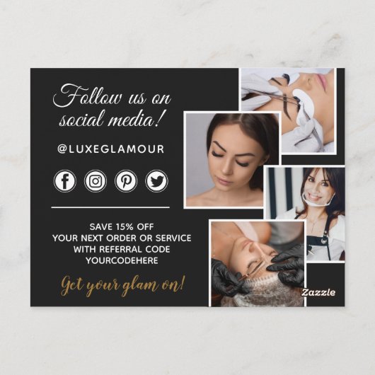 グラマラス金ゴールドアイラッシュブローバー4 – フォトマーケティング ポストカード (裏面)