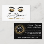 グラマラス金ゴールドアイラッシュメイクアップアーティスト美しいバー 名刺 (正面/裏面)