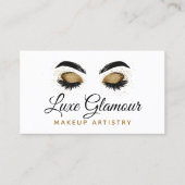 グラマラス金ゴールドアイラッシュメイクアップアーティスト美しいバー 名刺 (正面)