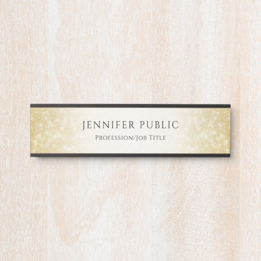 グラマラス金ゴールドエレガントグリッターモダンテンプレート サインプレート (正面)